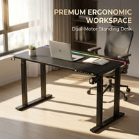 Table de gaming AOR E-sports avec plateau métallique et tapis en cuir magnétique, double moteur, cadre de table à double section inversée, vente en gros usine