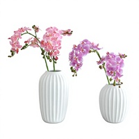 Bunga Phalaenopsis Buatan 3 Cabang 12 Bunga Berlapis PVC Kain Sutra Dekorasi Rumah Dekorasi Pernikahan Rangkaian Jalan Masuk; 3D