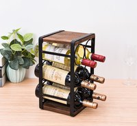 Pas besoin d'assemblage, élégant porte-bouteilles à 6 bouteilles en bois massif avec surface finition huile cirée et option de logo personnalisé