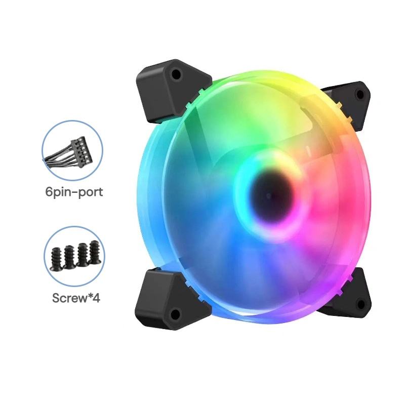 Ventilateur arc-en-ciel noir à 6 broches (120 mm)