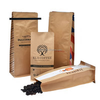 Sacs d'emballage de grains de café compostables écologiques avec impression personnalisée et bandes d'étanchéité en étain-pochettes vides en gros