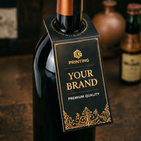 Étiquette personnalisée pour le col de bouteille de vin, emballage personnalisé en boîte, boîte en papier pour l'emballage de bouteilles de vin, emballage de vente au détail et présentation de la marque