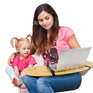Bamboo Laptop Tray Curved Desk Top Holder For Home Office Workstation With Handle And Strap Support - Product Image 5