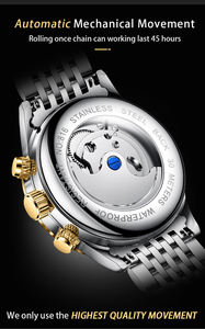 TRSOYE 816 Montre automatique chronographe mécanique de luxe pour hommes avec réserve de marche Usine Vente en gros Célèbre bracelet en cuir de marque - Product Image 5