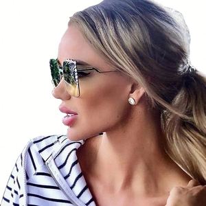 Nuevas Gafas de Sol de Lujo para Mujer, de Alta Calidad, con Degradado, Metálicas, Extra Grandes, con Protección UV400, Cuadradas con Perlas, 2021 - Product Image 3