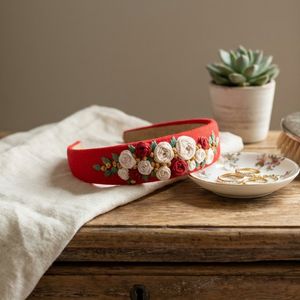 Cute Flower Embroidery Fabric Headband Hairband <b>for</b> Baby Toddler <b>Girls</b>, Soft Padded <b>Hair</b> Hoop, Daily Wear Party Gift - Product Image 5