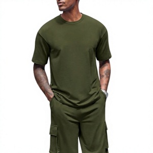 Ensemble 2 pièces pour homme, t-shirt et short cargo, qualité OEM supérieure, 100% coton, 280 GSM, tricoté, séchage rapide, streetwear, mode été, survêtement - Product Image 5