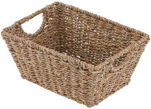 金属製洗濯カートホイール付きモーゼスバスケットかぎ針編みロープ装飾用再利用可能ギフト用小型籐海草 - Product Image 2