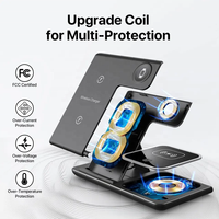Cargador inalámbrico 3 en uno, estación de carga rápida plegable de 15W para iPhone y Android