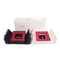 Valentijnsdag Dubbele Deuren Eeuwige Bloemen Rose Sieraden Doos Verjaardag Roze Ring Box Vakantie Geschenken