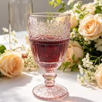 Verre à vin rouge rose épais soufflé à la main de style vintage européen, capacité 10 oz