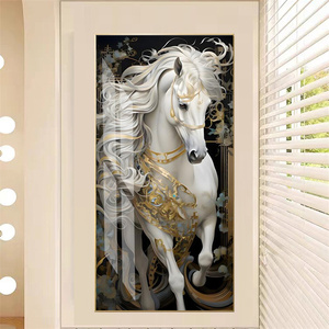 Personnalisé <span class=keywords><strong>Pas</strong></span> <span class=keywords><strong>Cher</strong></span> Grande Taille Cheval Blanc Cristal Porcelaine Peinture Mur Art Décor avec <span class=keywords><strong>Cadre</strong></span> pour La Maison Salon - Product Image 4