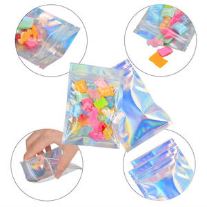 ถุงซิปล็อคพลาสติกโฮโลแกรมสีรุ้งแบบกำหนดเองจากผู้ผลิต  แบบรีไซเคิลได้  ปิดผนึก 3 ด้าน  พร้อมหน้าต่างใส - Product Image 4
