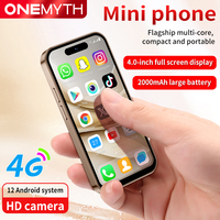 Téléphone portable ONEMYTH M17 Pro Android 12 3+64 Go 4,0'' Double carte SIM 2000 mAh Téléphone portable Play Store 4G Mini Smartphone