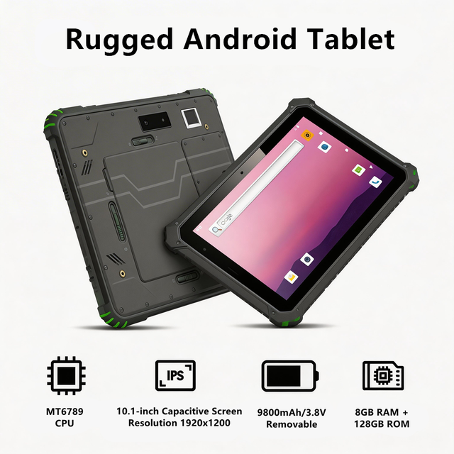 New Robust Outdoor Use Industrial Standard Rugged Android Tablet 10.1 Inch Screen MT6789 2.2GHz Processor 4G Wi-Fi NFC