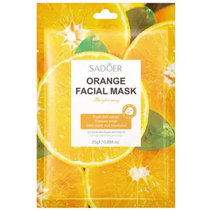 Fabricante Personalizado Laranja VC Aloe Pele Macia Hidratante Profundo Ácido Hialurônico De Sódio Clareamento Rosto Beleza Máscara Facial Folhas