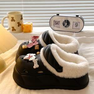 Fleece Toe Half-slipper for Women's Outerwear 2025 New Spring Autumn Winter Thick-<b>soled</b> Double-layer Wool Cotton Warm Outdoor - Product Image 5