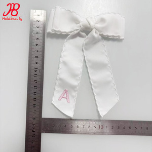 ODM özel logo saç yay kız okula geri işlemeli harfler ABCD uzun kuyruk ay dikiş yay - Product Image 3