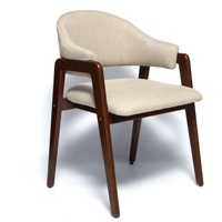 Chaise de salle à manger en bois d'hévéa de style nordique moderne, dossier et accoudoirs souples, structure en bois massif, revêtement en tissu pour la maison, le café et le restaurant