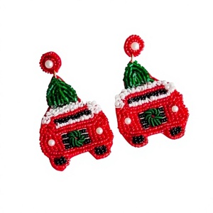 Boucles d'oreilles fantaisie perlées colorées en forme de verre à cocktail, bijoux de fête bohèmes élégants pour femmes, boucles d'oreilles tendance - Product Image 2