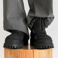 Bottes en cuir style désert, usées et poussiéreuses, à semelle épaisse, noires, montantes, en denim, pour moto, nouveau style automne-hiver 2026
