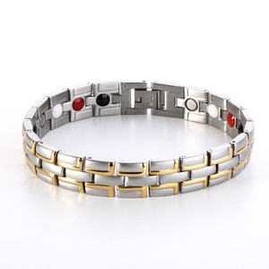 Hottime Tendance Géométrique Or et Argent Ion Négatif Titane Zircon Chaîne et Lien Unisexe Bracelet En Gros en Stock - Product Image 3