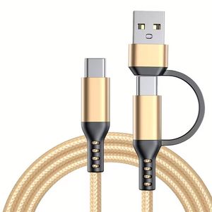 USB-C แบบ2-in-1 + USB สายอะแดปเตอร์ไนล่อนถัก Type-C 3A สายชาร์จหลายแบบเร็ว60W Type C สำหรับ iPhone 15 16 - Product Image 3