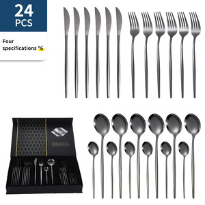 Khuyến Mãi Thép Không Gỉ Bộ Đồ Ăn <span class=keywords><strong>Set</strong></span> In Logo Bít Tết Dao Muỗng Nĩa Thực Phẩm Phương Tây Bộ Đồ Ăn 24 Miếng Hộp Quà Tặng Thiết Lập - Product Image 4