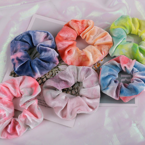 Coleteros de Terciopelo Tie-Dye con Degradado de Color, Elásticos, para el Cabello, Accesorios de Moda para Mujer - Product Image 2