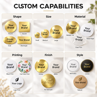 Étiquettes adhésives en aluminium pour cadeaux et artisanat, impression noire, découpe à la presse, finition brillante, étiquettes rondes en rouleau