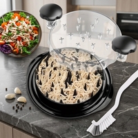 Grande déchiqueteuse de poitrine de poulet visible avec poignée ergonomique rotative, base antidérapante et brosse pour cuisine, tacos et salades