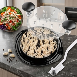 Grande déchiqueteuse de poitrine de <span class=keywords><strong>poulet</strong></span> visible avec poignée ergonomique rotative, base antidérapante et brosse pour cuisine, tacos et salades - Product Image 1