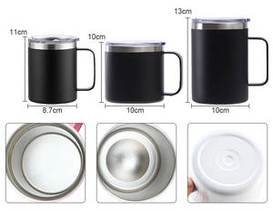 Taza de Viaje de Acero Inoxidable de Doble Pared Personalizada de 12oz, 14oz, 16oz, Taza de Camping con Asa - Product Image 4