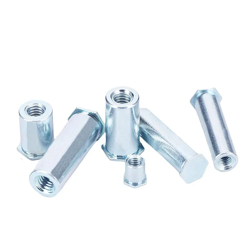 Riveting sheet metal parts hex grounding through blind hole threaded self clinching standoffs fasteners