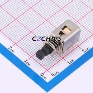 PS-22F11-S-B Push Button Switch Through hole,P=3.2mm Switch Double Pole Double Throw Self-Locking Right Angle Insert 200mA - Product Image 1