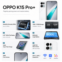 Téléphone mobile OPPO K15 Pro+ 5G, 12 Go de RAM, 512 Go de stockage, processeur Dimensity 9500s Quad Core, écran 6,7 pouces, batterie de 8000 mAh, appareil photo 50 MP avec stabilisation optique de l'image (OIS), smartphone
