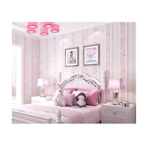 粉色壁纸印花儿童墙贴房