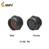 WEIPU 15PIN IP67 connecteur de câble étanche femelle à souder prise de câble d'aviation 20MM 28MM 2 3 5pin connecteur