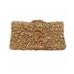 Bolso de Mano Tipo Clutch con Pedrería Floral para Mujer, Brillante, con Cristales, para Bodas, Fiestas Nocturnas - Product Image 1