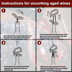 HUAJU INDUSTRIAL <span class=keywords><strong>Tire</strong></span>-<span class=keywords><strong>bouchon</strong></span> extracteur 2-en-1 en métal |   Ouvre-bouteille à vin rouge ancien Ah-So avec emballage en coffret cadeau en bois - Product Image 4