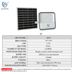 Aluminum 80W High-brightness IP65 Solar <b>Flood</b> <b>Light</b> Outdoor Waterproof 5054 LED High-efficiency Bulbs for Gardens Patios Parking - Product Image 2