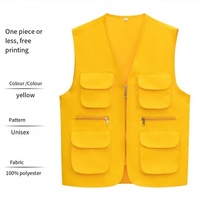 Chaleco informal con cremallera de verano para hombre para actividades al aire libre, chaleco con múltiples bolsillos y logotipo personalizado para senderismo, fotografía de periodista