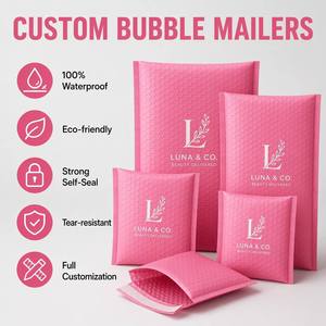 Enveloppes Bulle Métallisées Personnalisées avec Logo Imprimé, Or Rose, Feuille Rose, Biodégradables, Rembourrées, Noires - Product Image 2