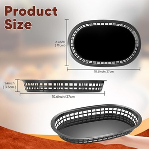 Oval Plastic Food Basket Red <b>Stackable</b> Kitchen <b>Storage</b> <b>Container</b> for Fried Chicken and French Fries - Product Image 2