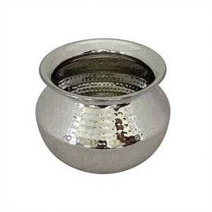 Stainless Steel Punjabi Handi Dekchi/<b>Pot</b> with Hammered Design Tableware Serveware <b>for</b> Home Kitchen Hotel Restaurant - Product Image 1