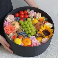 Coffret Cadeau Rond Quatre Pièces pour l'Hiver avec Sangle, Boîte Cadeau Créative Haut de Gamme pour Fruits, Anniversaires et DIY