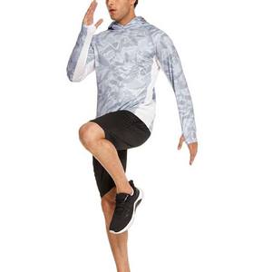 Venta al por mayor personalizado ventilado ligero Camo Tie Dye pesca hombre cuello redondo camisas pesca Sudadera con capucha con cremallera - Product Image 2