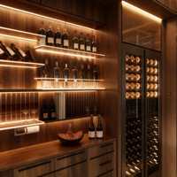 Vinoteca Personalizada de Lujo, Gabinete Termostático Abierto de Acero Inoxidable con Iluminación LED para Uso Residencial/Comercial