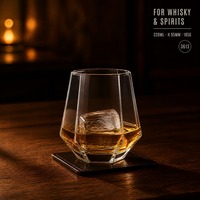Verre à vin populaire au design nordique, tasse hexagonale en verre sans plomb, résistant à la chaleur, 320 ml, pour l'eau