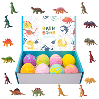 Bombes de bain œufs de dinosaure pour enfants, marque privée, produits de spa, bombes de bain bio avec jouet à l'intérieur, boules de bain effervescentes naturelles, coffret cadeau pour enfants